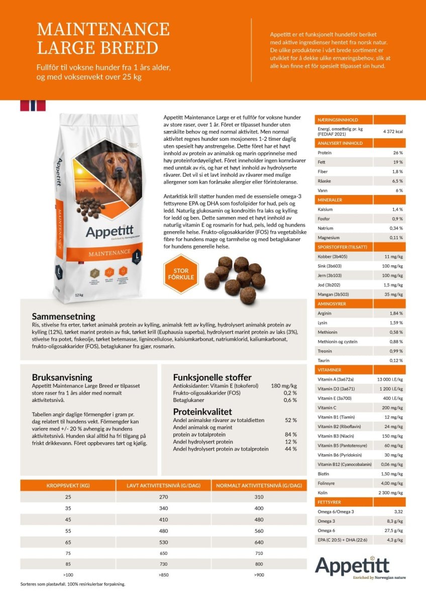 Appetitt Maint Large12 kg hundefôr – Hver 7. sekk gratis! - Image 3